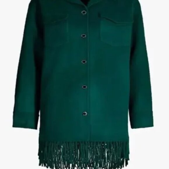 Sandro Green Utility Jacket with Fringe - Picture 7 of 9